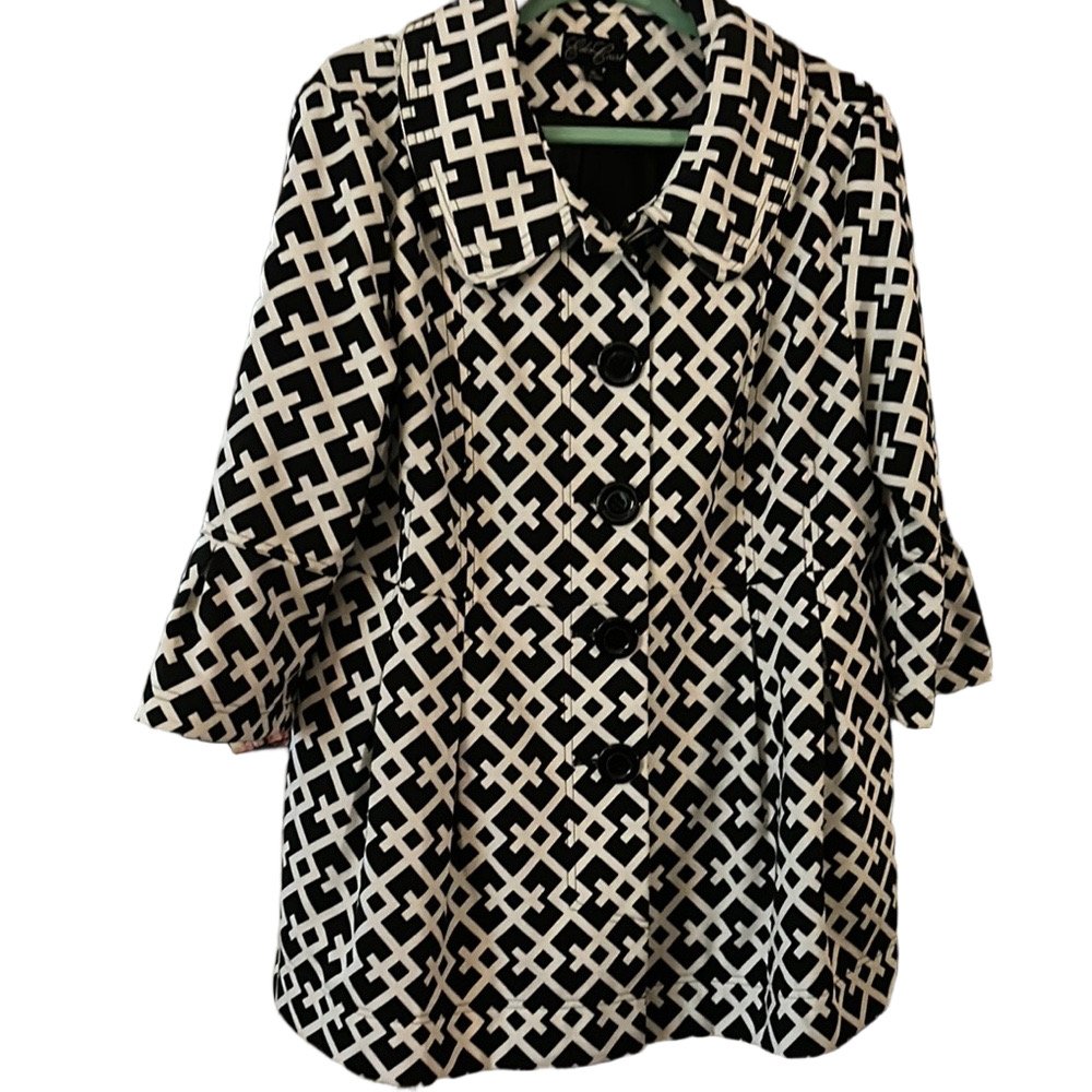 Vintage Eden Court Geometric Retro Design Coat XL